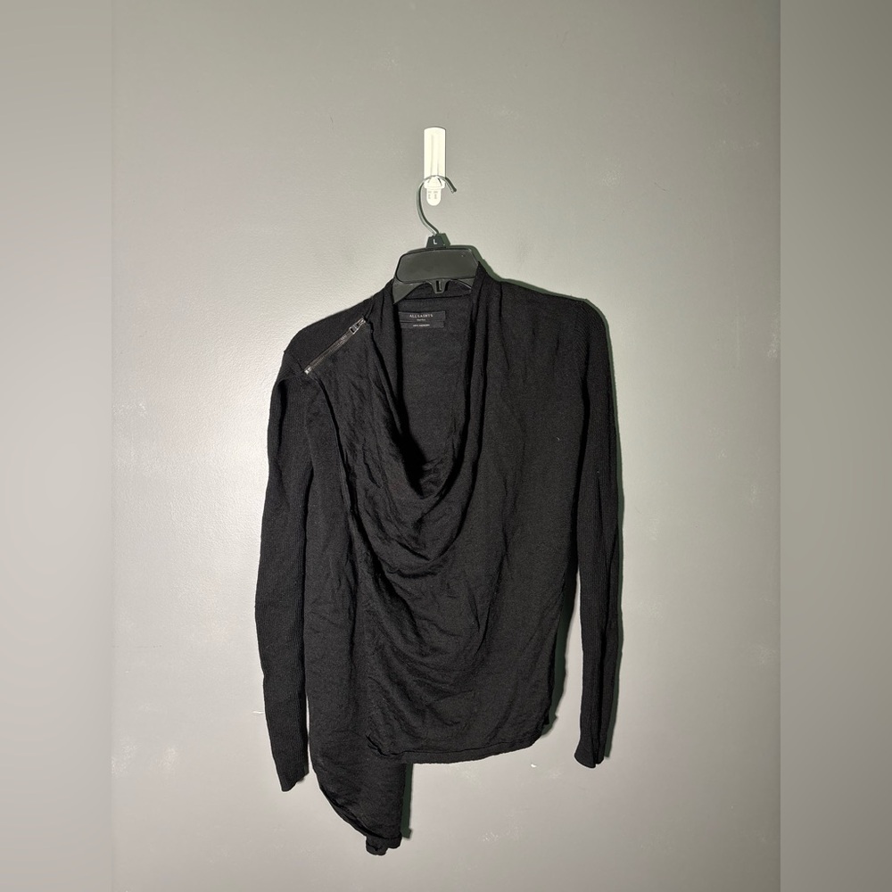 Allsaints Drina 100% Merino Wool Draped Cardigan Womens Size Small - Picture 3 of 5